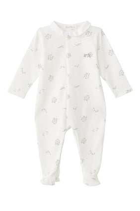 Leaf and Rabbit Print Pajama Jumpsuit